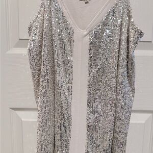 Maurices Silver Sequin Sleeveless Tank Top